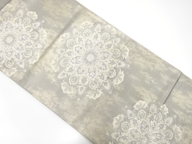 JAPANESE KIMONO / ANTIQUE FUKURO OBI / SILK / WOVEN FLORAL CREST